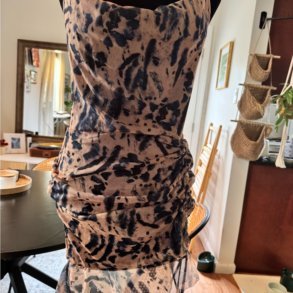 PrettyLittleThing Black and Tan Mini Dress